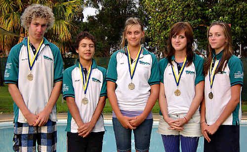 Gympie Region age champions from the Cooloola Coast Crocs Swimming Club are (from left) Beau-Daniel Kenney, Jarrad Madgwick, Aimee Kreibke, Tori Ross and Rachel McFarlane. Gympie Region age champions from the Cooloola Coast Crocs Swimming Club are (from left) Beau-Daniel Kenney, Jarrad Madgwick, Aimee Kreibke, Tori Ross and Rachel McFarlane.